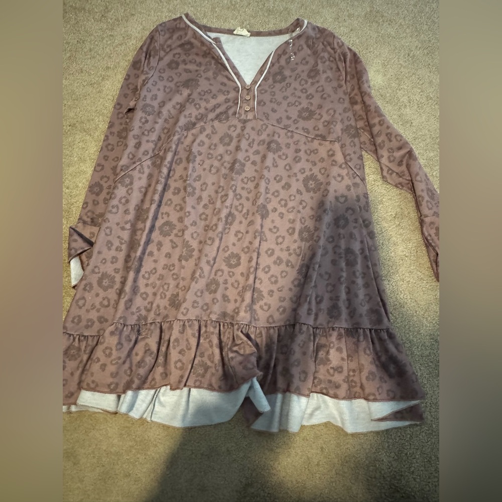 Leopard Print Long Sleeve Dress